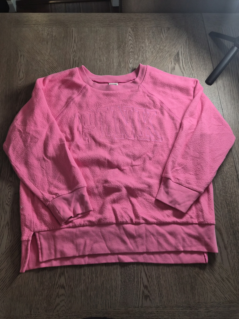 PINK Victoria's Secret Women's Cozy Fleece Crewneck Sweater in Hot Pink